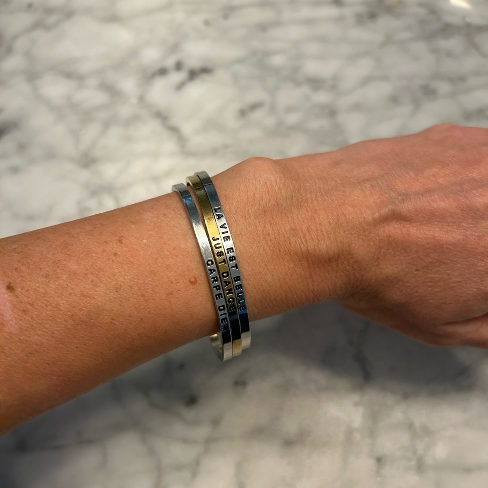 Silver and Gold Engraved Bracelets